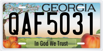 GA license plate QAF5031
