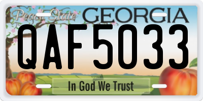 GA license plate QAF5033