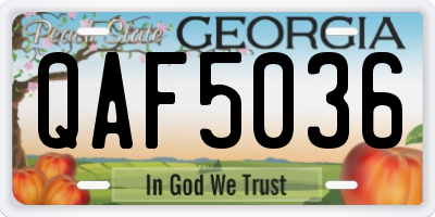 GA license plate QAF5036