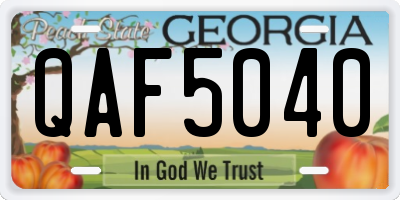 GA license plate QAF5040