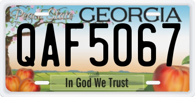 GA license plate QAF5067