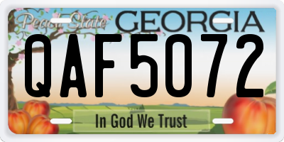 GA license plate QAF5072