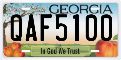 GA license plate QAF5100