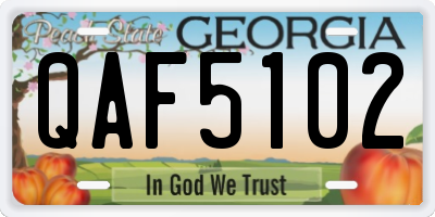 GA license plate QAF5102