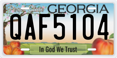 GA license plate QAF5104