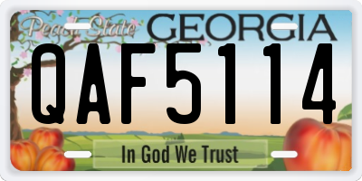 GA license plate QAF5114