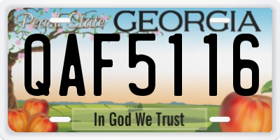 GA license plate QAF5116