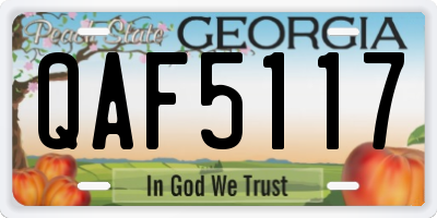 GA license plate QAF5117