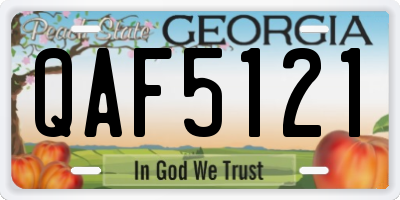 GA license plate QAF5121