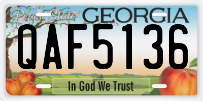 GA license plate QAF5136