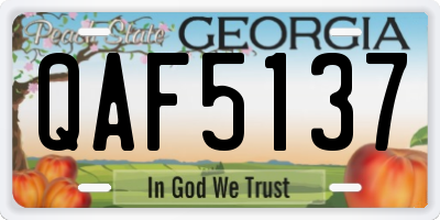 GA license plate QAF5137