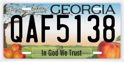 GA license plate QAF5138
