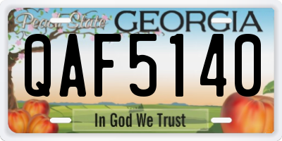 GA license plate QAF5140