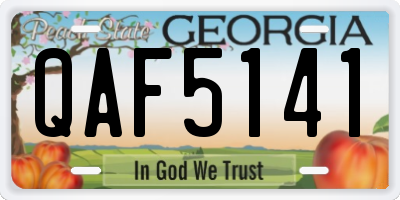 GA license plate QAF5141