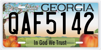 GA license plate QAF5142