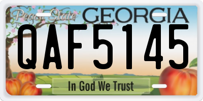 GA license plate QAF5145