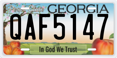 GA license plate QAF5147