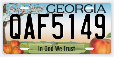 GA license plate QAF5149