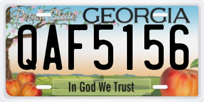 GA license plate QAF5156