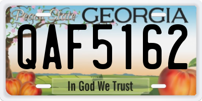GA license plate QAF5162