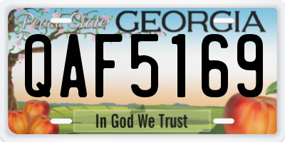 GA license plate QAF5169