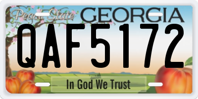 GA license plate QAF5172