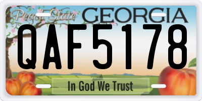 GA license plate QAF5178