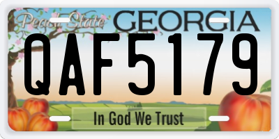 GA license plate QAF5179