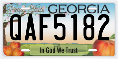 GA license plate QAF5182