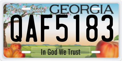 GA license plate QAF5183