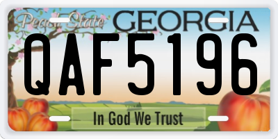 GA license plate QAF5196
