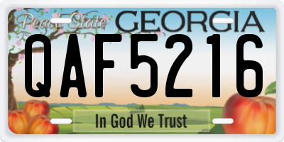 GA license plate QAF5216