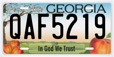 GA license plate QAF5219