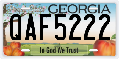 GA license plate QAF5222