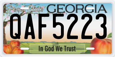 GA license plate QAF5223