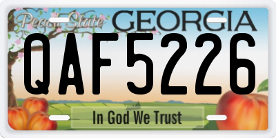GA license plate QAF5226