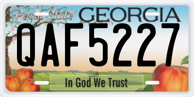 GA license plate QAF5227