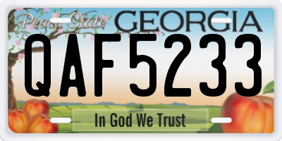 GA license plate QAF5233