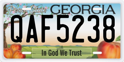 GA license plate QAF5238