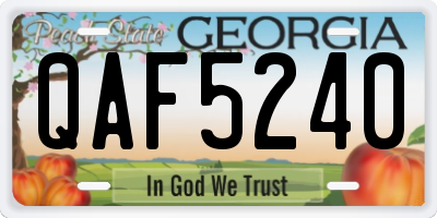 GA license plate QAF5240
