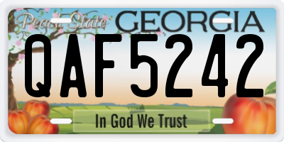 GA license plate QAF5242