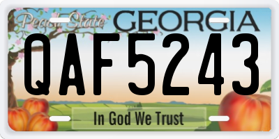 GA license plate QAF5243