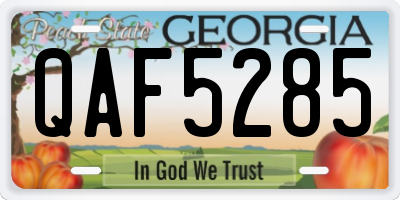 GA license plate QAF5285