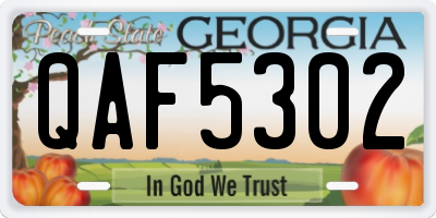 GA license plate QAF5302