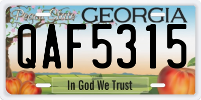 GA license plate QAF5315