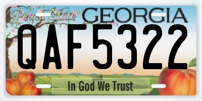 GA license plate QAF5322