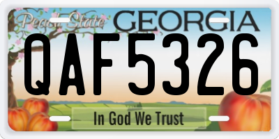 GA license plate QAF5326