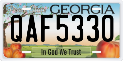 GA license plate QAF5330
