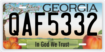GA license plate QAF5332