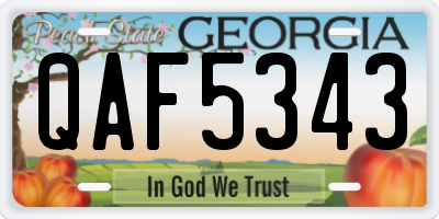 GA license plate QAF5343